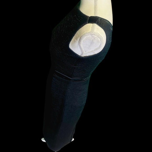 Marc Jacobs Vintage Black Wool & Silk Blend Textured Jacquard Midi Dress Size 0 - Picture 5 of 15